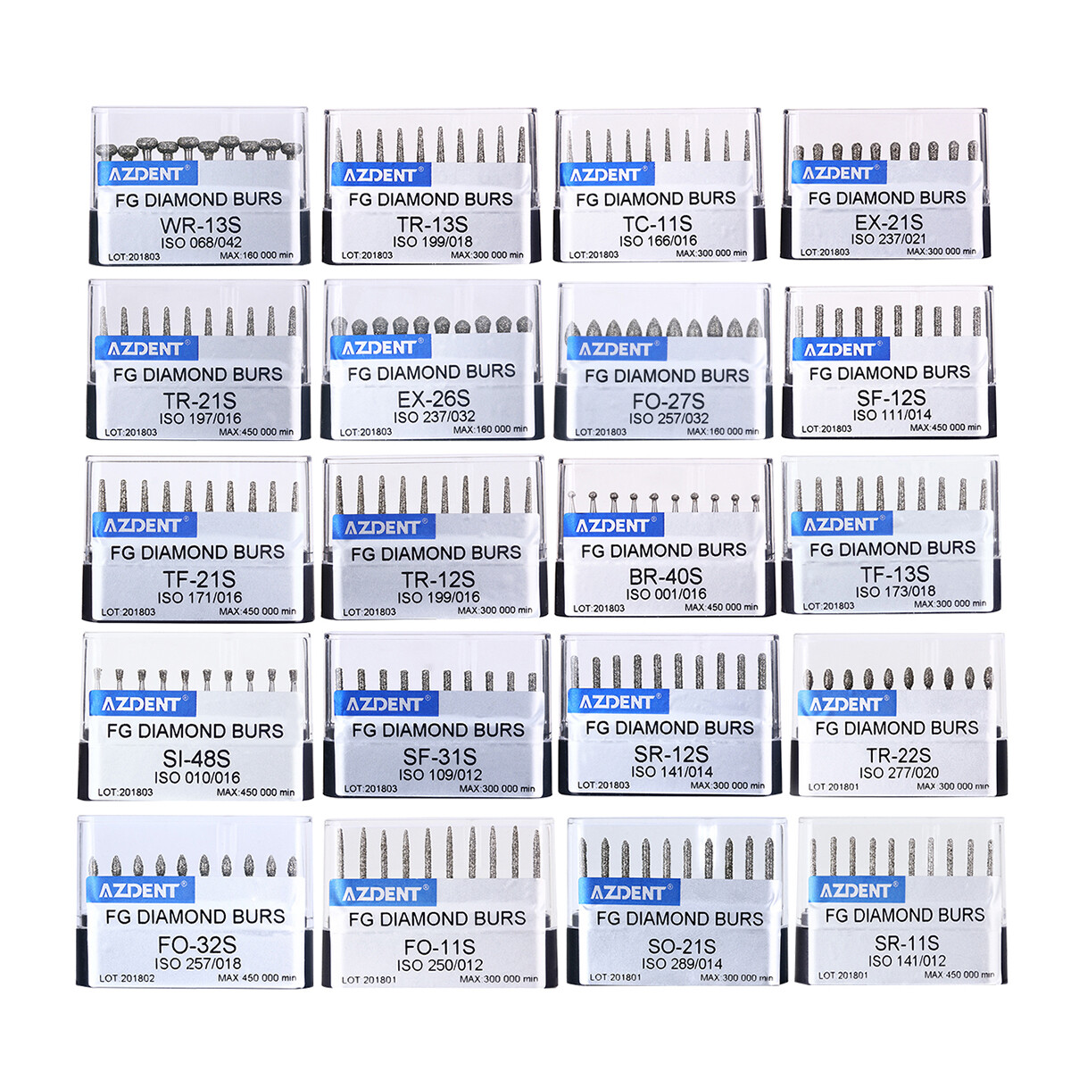 70-100pcs AZDENT Dental Large Emery Super Coarse Diamond Polishing Burs FG Burs
