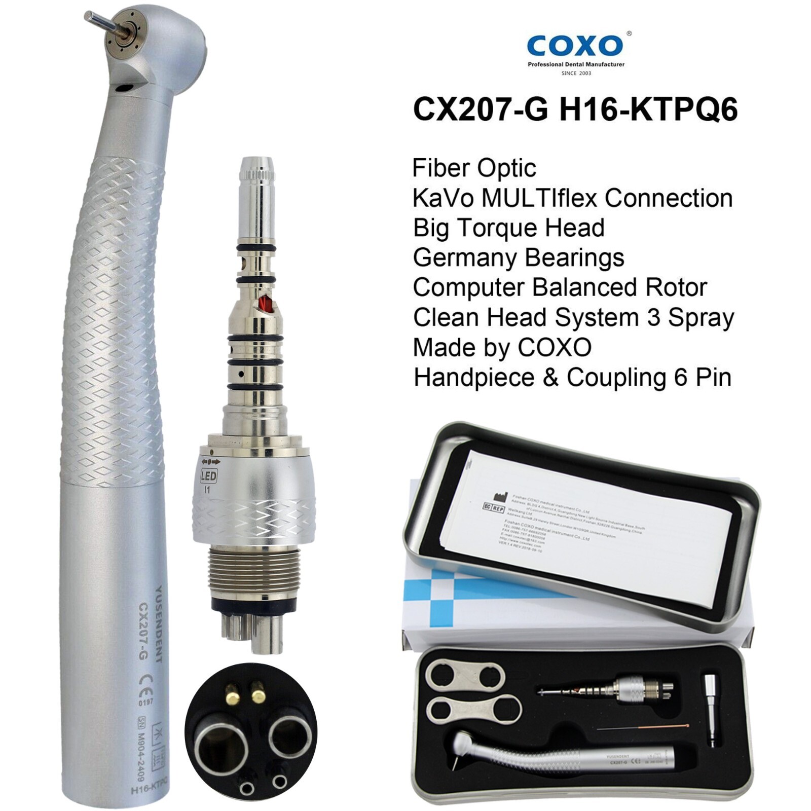 COXO Dental 45 degree Surgical Handpiece Fiber Optic Turbine For KaVo MULTIflex