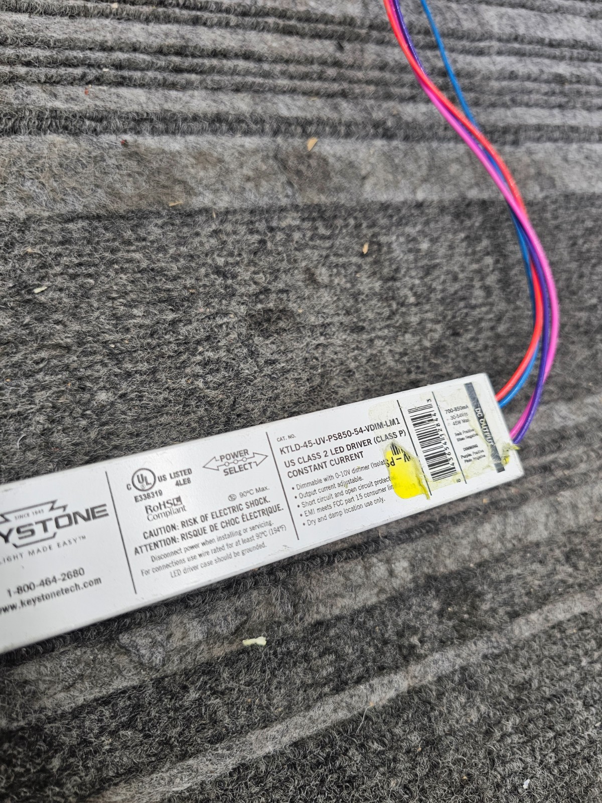 Keystone KTLD-45-UV-PS850-54-VDIM-LM1 LED Driver 45W 700-850mA