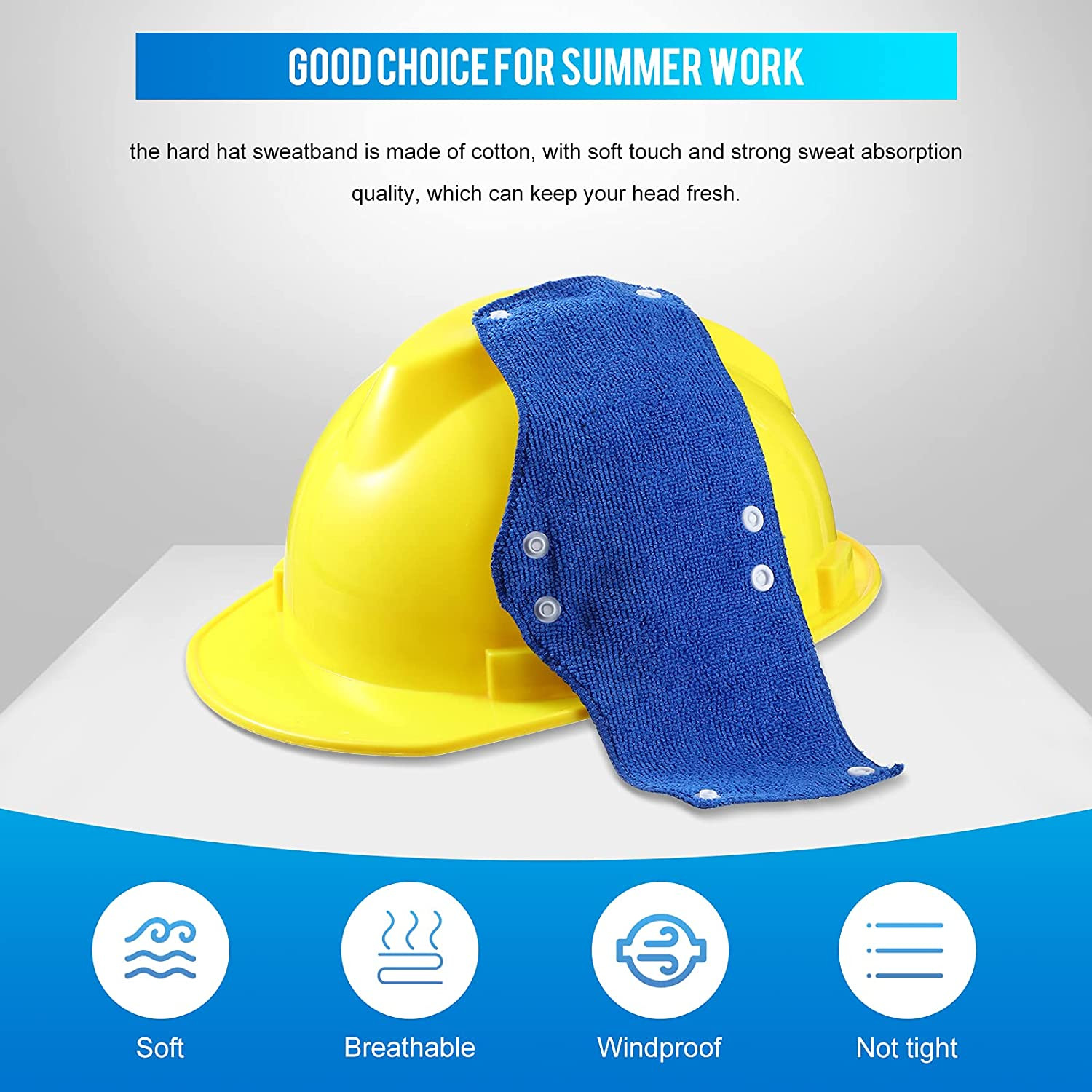 12 Pieces Hard Hat Sweatband Washable Hard Hat Liner Reusable Snap Sweat Band Li