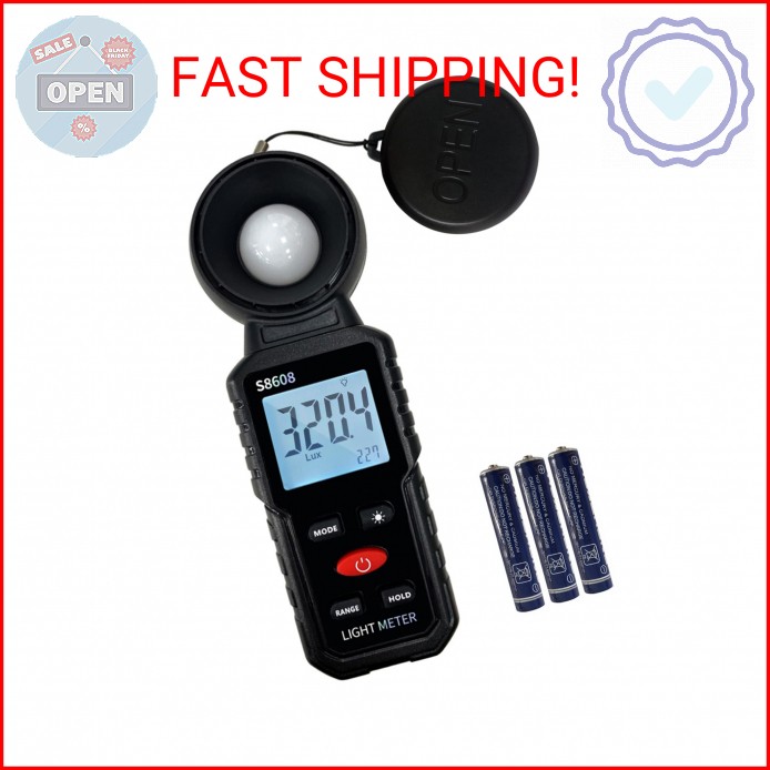 Digital Illuminance Light Meter Tester 200,000Lux Meter (18,500FC) Luxmeter Ligh