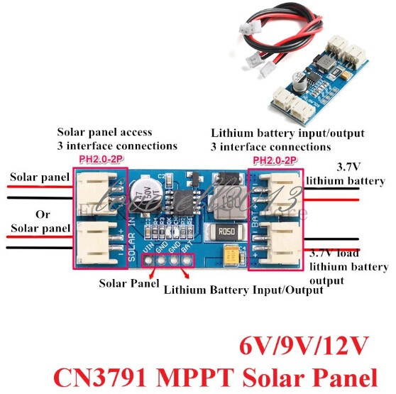 MPPT Solar Panel Regulator Controller Charger 6/9/12V CN3791 For Lithium Battery