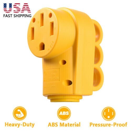 NEMA 14-50R RV Replacement Female Plug, 125/250V 50 Amp with Disconnect Handle