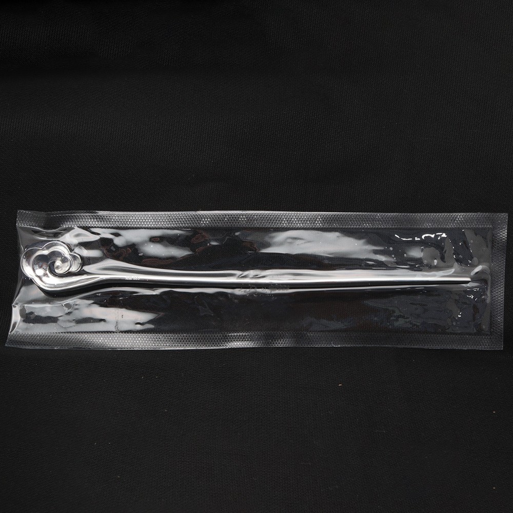 Pure S999 Fine Silver Hairpin Daily Carved Lucky Ruyi Hair Stick 26g 6.8inch