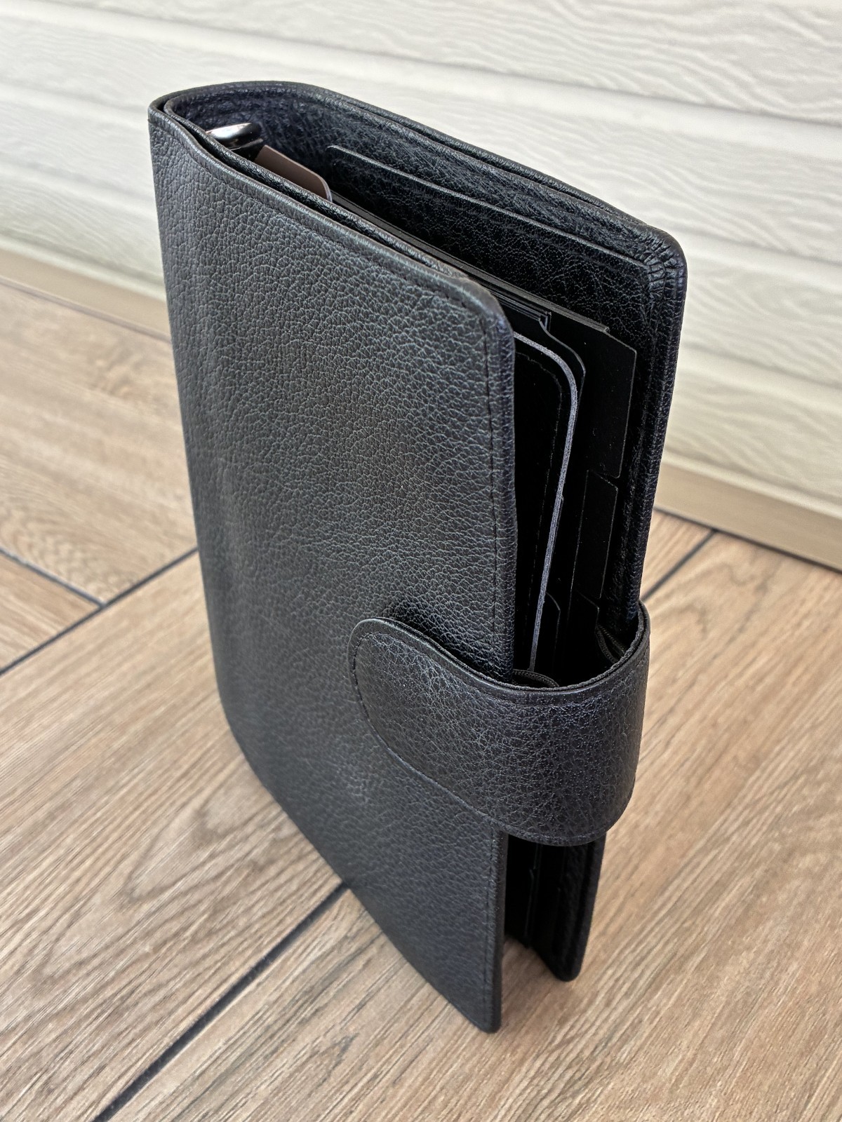 VAN DER SPEK Black Planner Cover for FiloFax Personal Size w/Leather Flyleaf