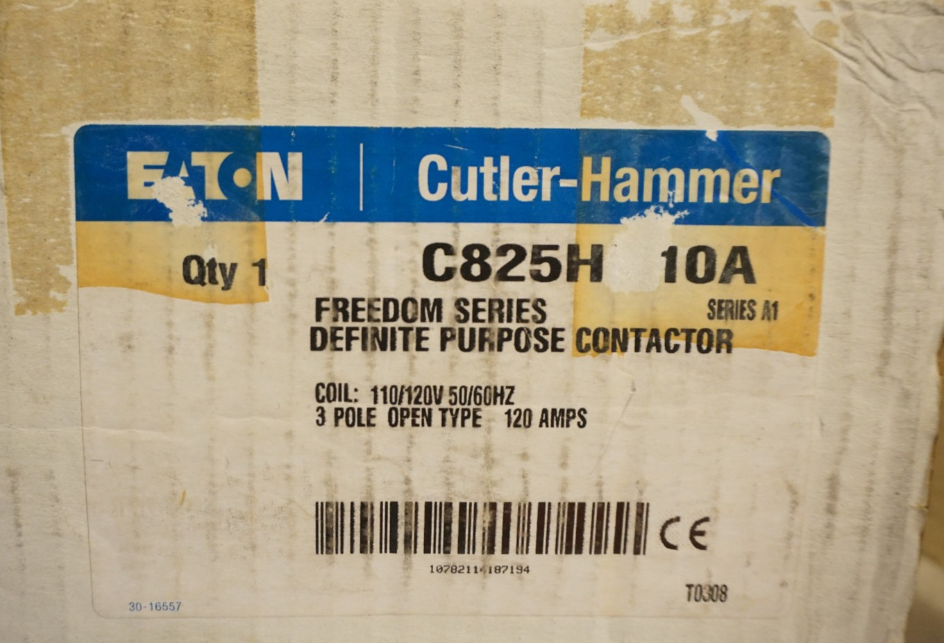 Cutler-Hammer C825HN10A 120A 3-Pole Open Definite Purpose Contactor Kit 120V