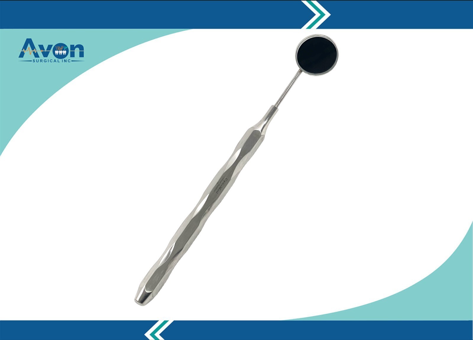 2 Pack Dental Examination Mouth Mirror #5, Blue Titanium & Silver Hollow Handle