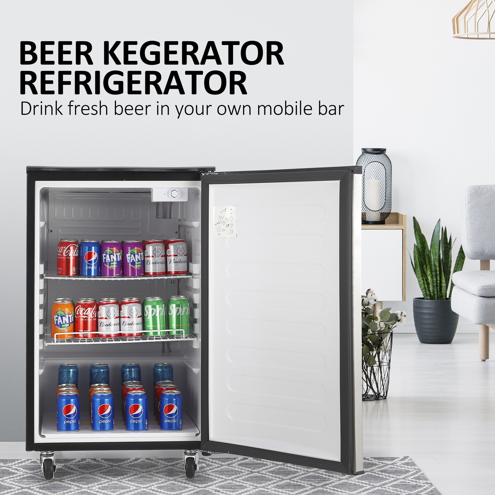 6.1 CFBeer Kegerator Dual Tap Draft Beer Dispenser 32°F- 50°F Temperature Contro
