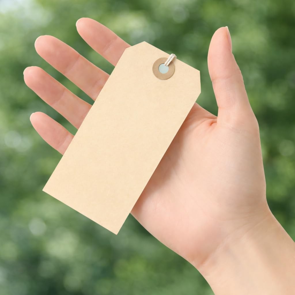 Premium Manila Shipping Tags with String Attached – #5 Size (4.75″ x 2.375″),…