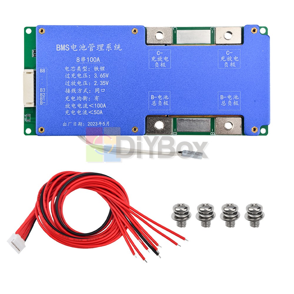 4S 14.6V / 8S 24V 100A BMS LiFePO4 Battery Balance Charge Protection Board New