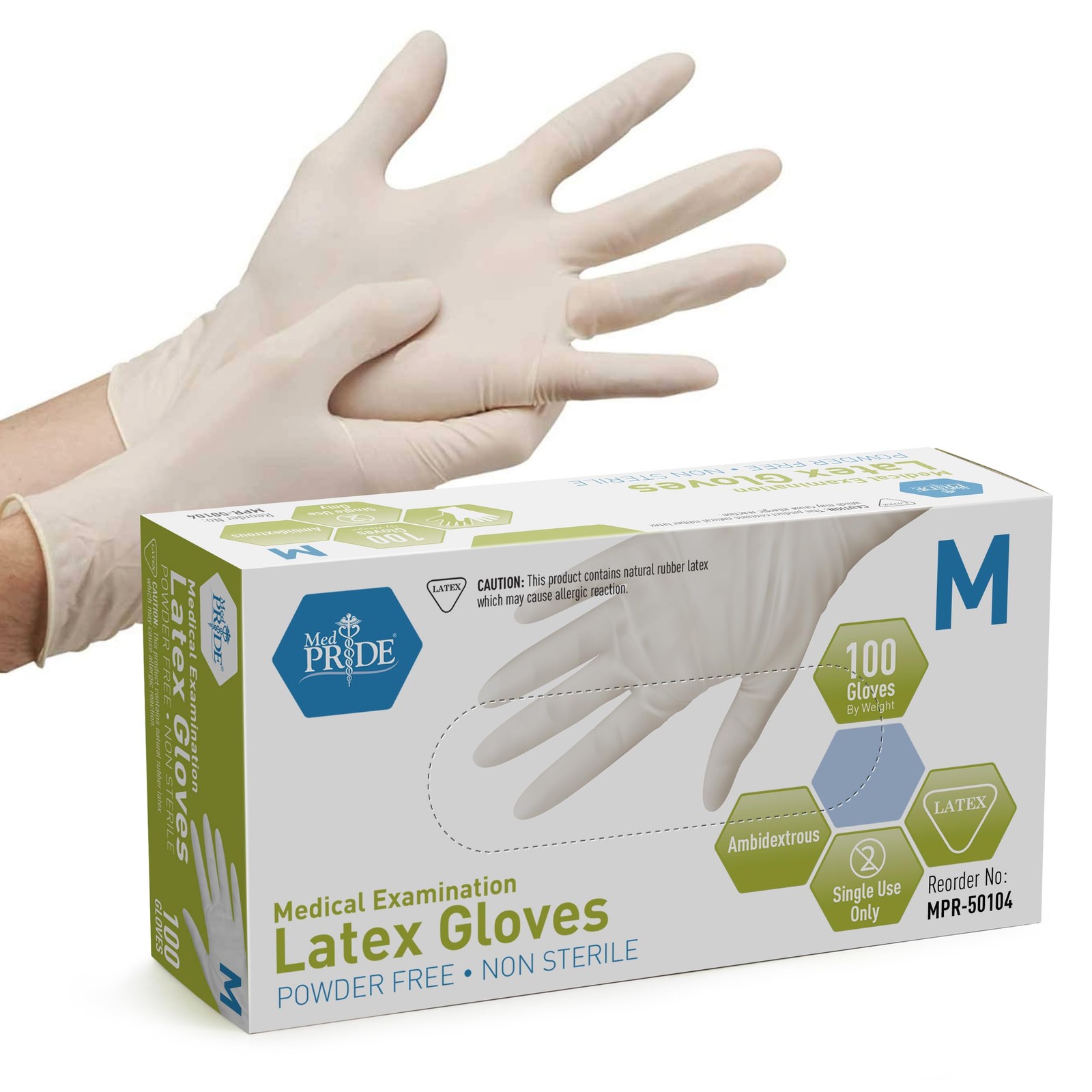 MED PRIDE Disposable Latex Medical Examination Gloves, Powder-Free, 5 Mil Th…
