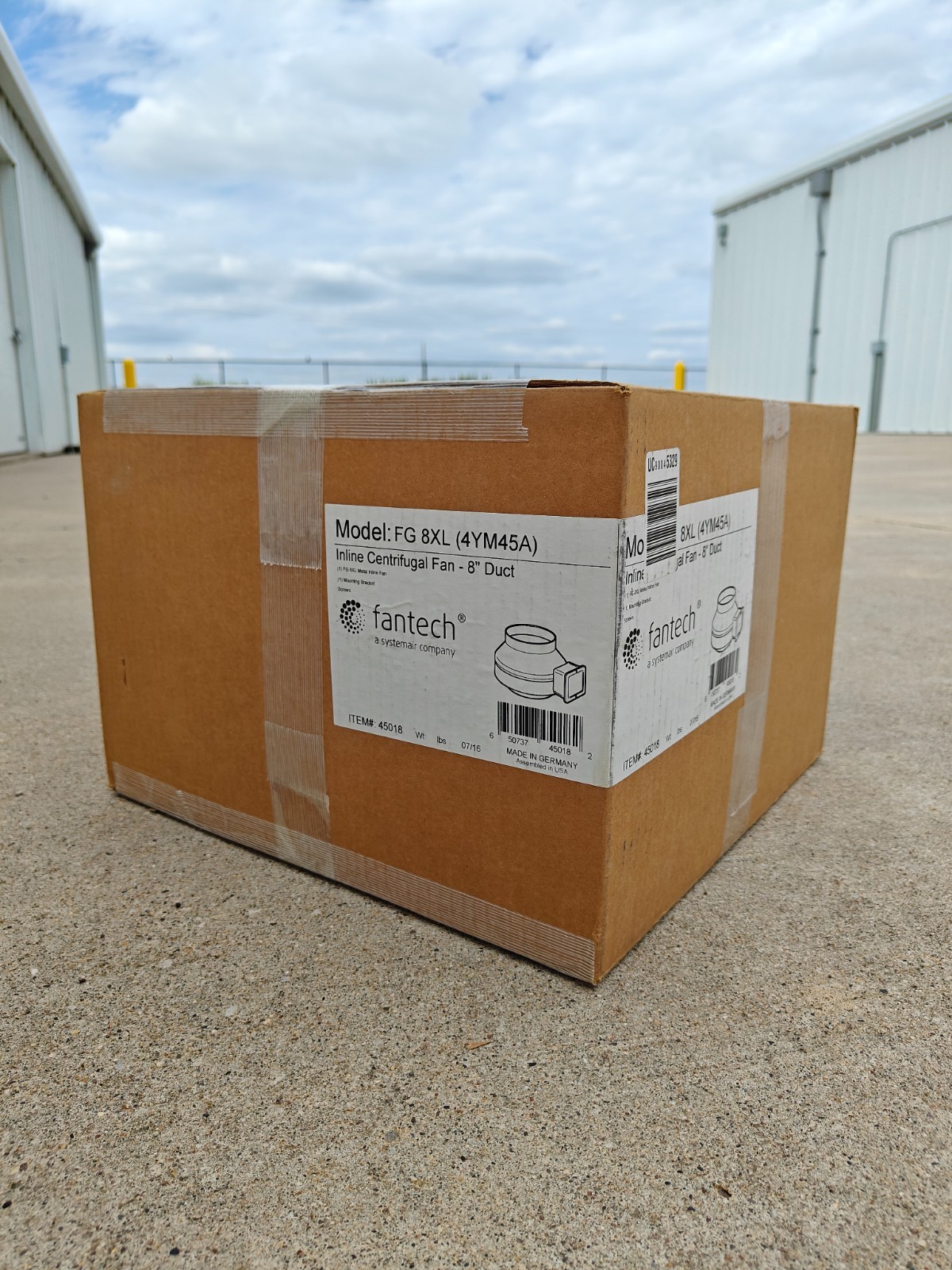 Fantech 45018 Inline Centrifugal Duct Fan, 8 In. Dia. FG8XL | New, Free Shipping