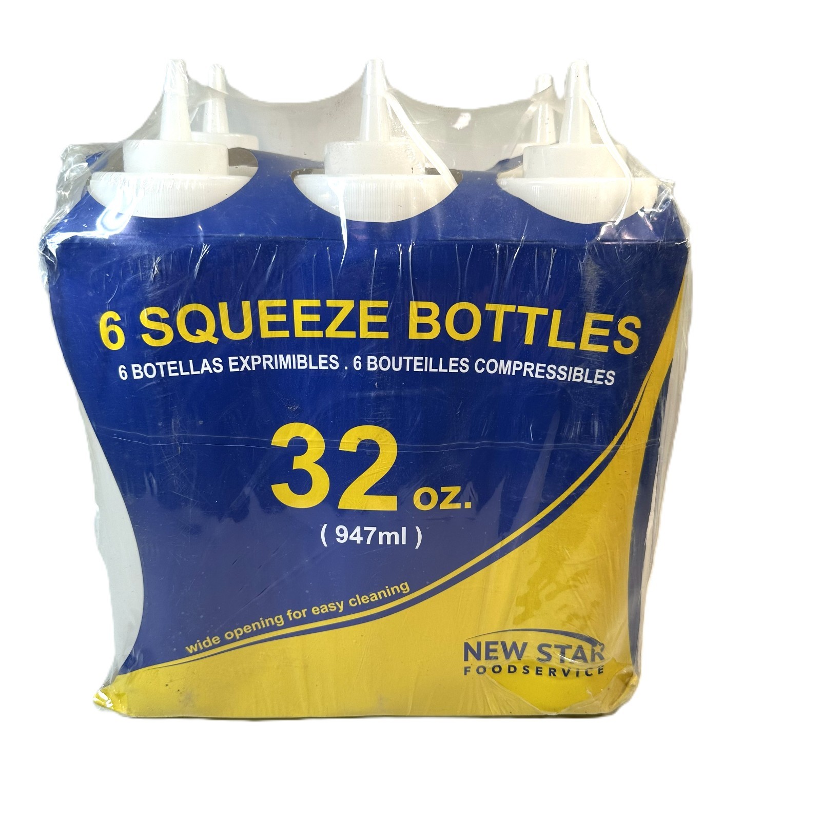 New Star 32 Oz Wide Mouth Squeeze Bottles 6 Pack BPA Free Condiment Dispenser