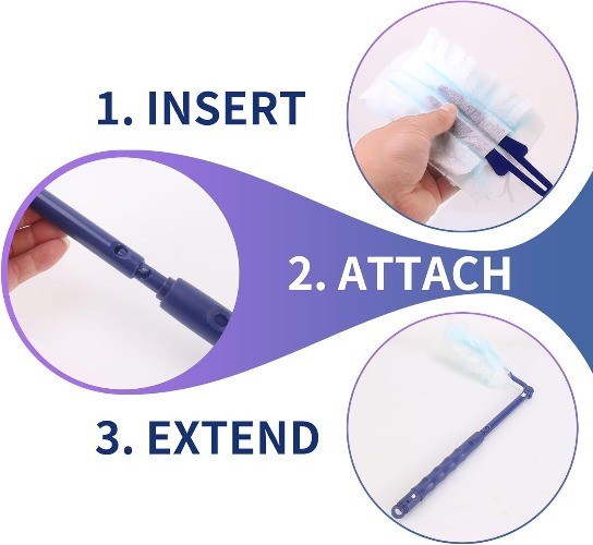 Replacement Duster Handle with Adjustable Length for Duster Refills, Blue