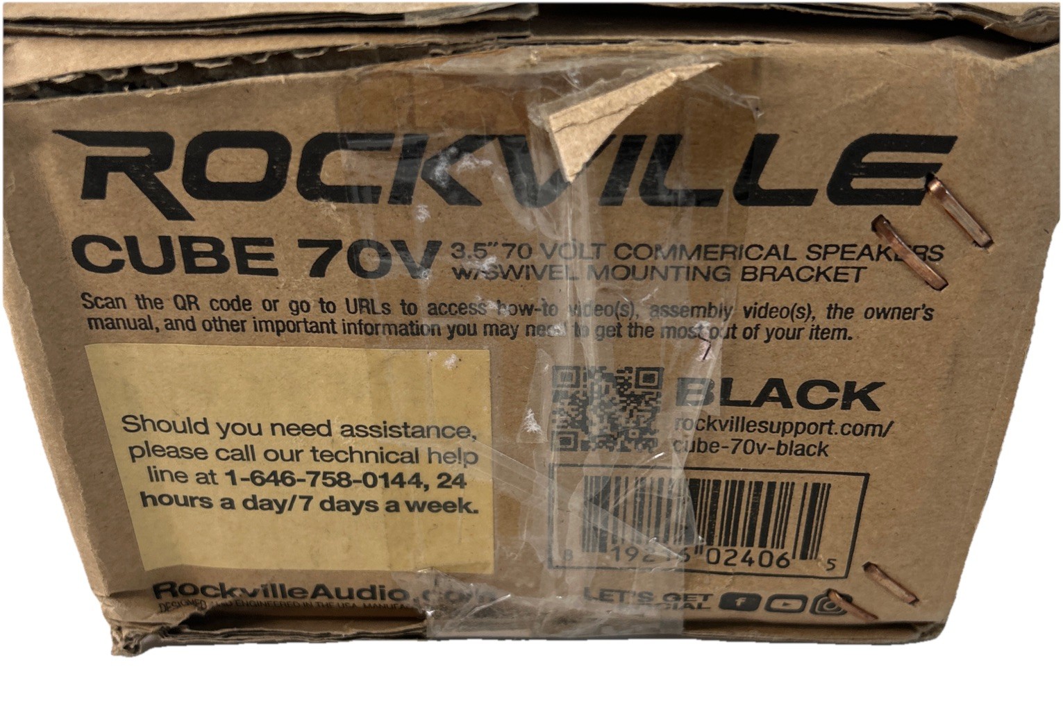 Cube by Rockville Pair of 3.5″ Black Commerical 70v Swivel Wall Mount Speakers