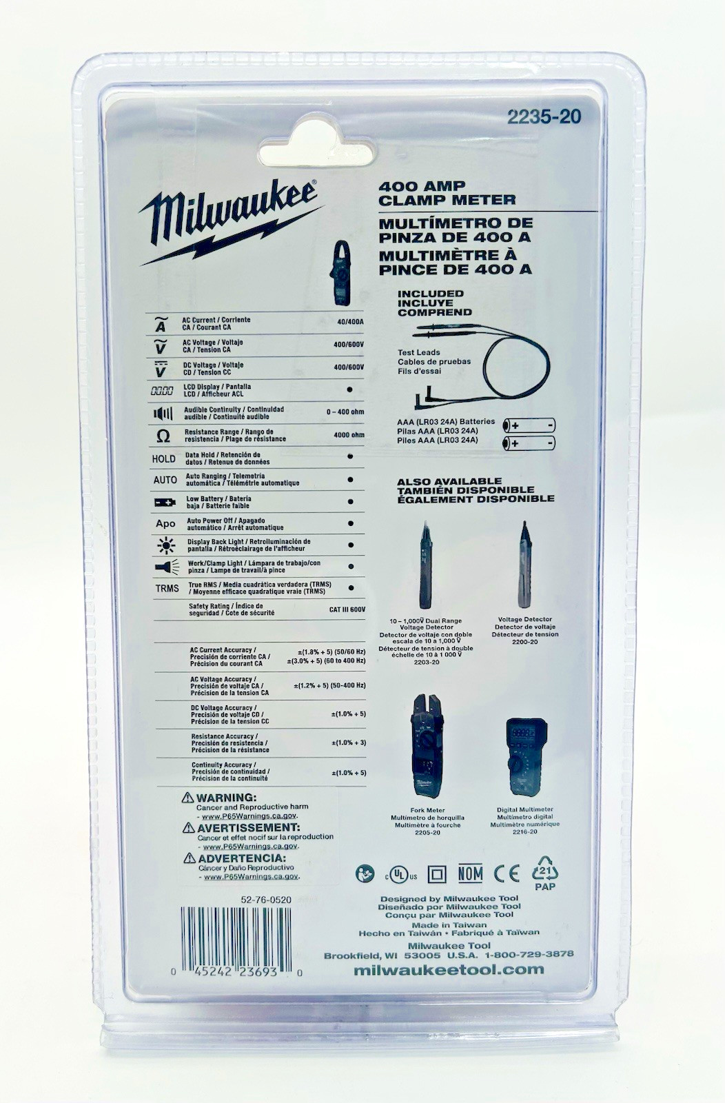 Milwaukee 400 Amp Clamp Meter-2235-20