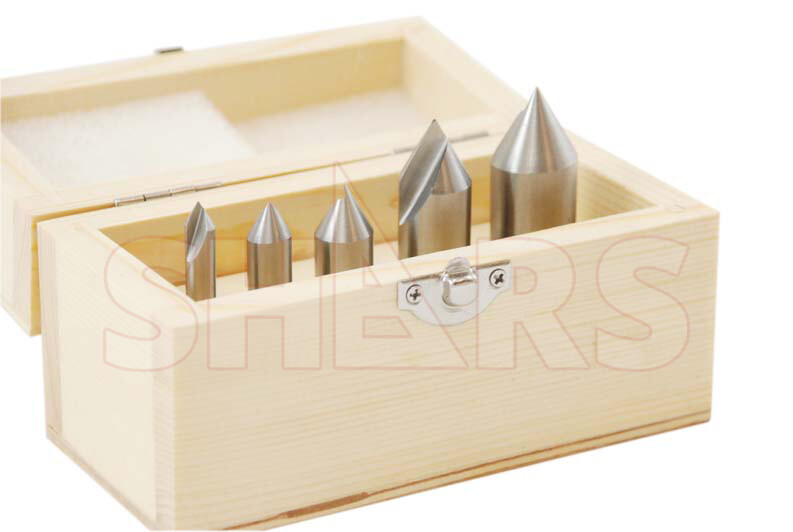 SHARS 60 Degree HSS Single Flute Countersink Set 5 Pcs NEW P}