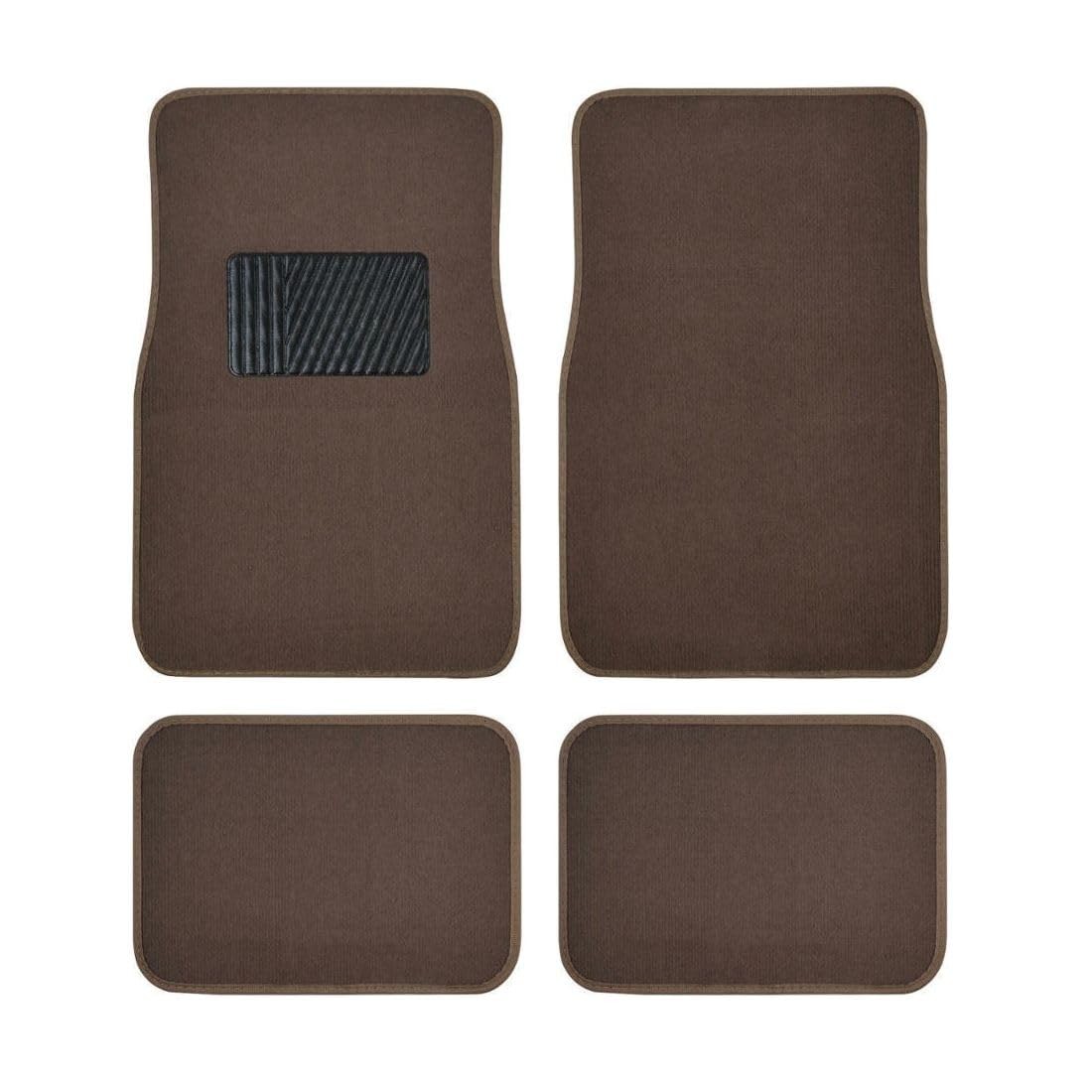 Dark Beige Rear Floor Mats 4pc Nylon Rubber 11.5×16.5 MT-100