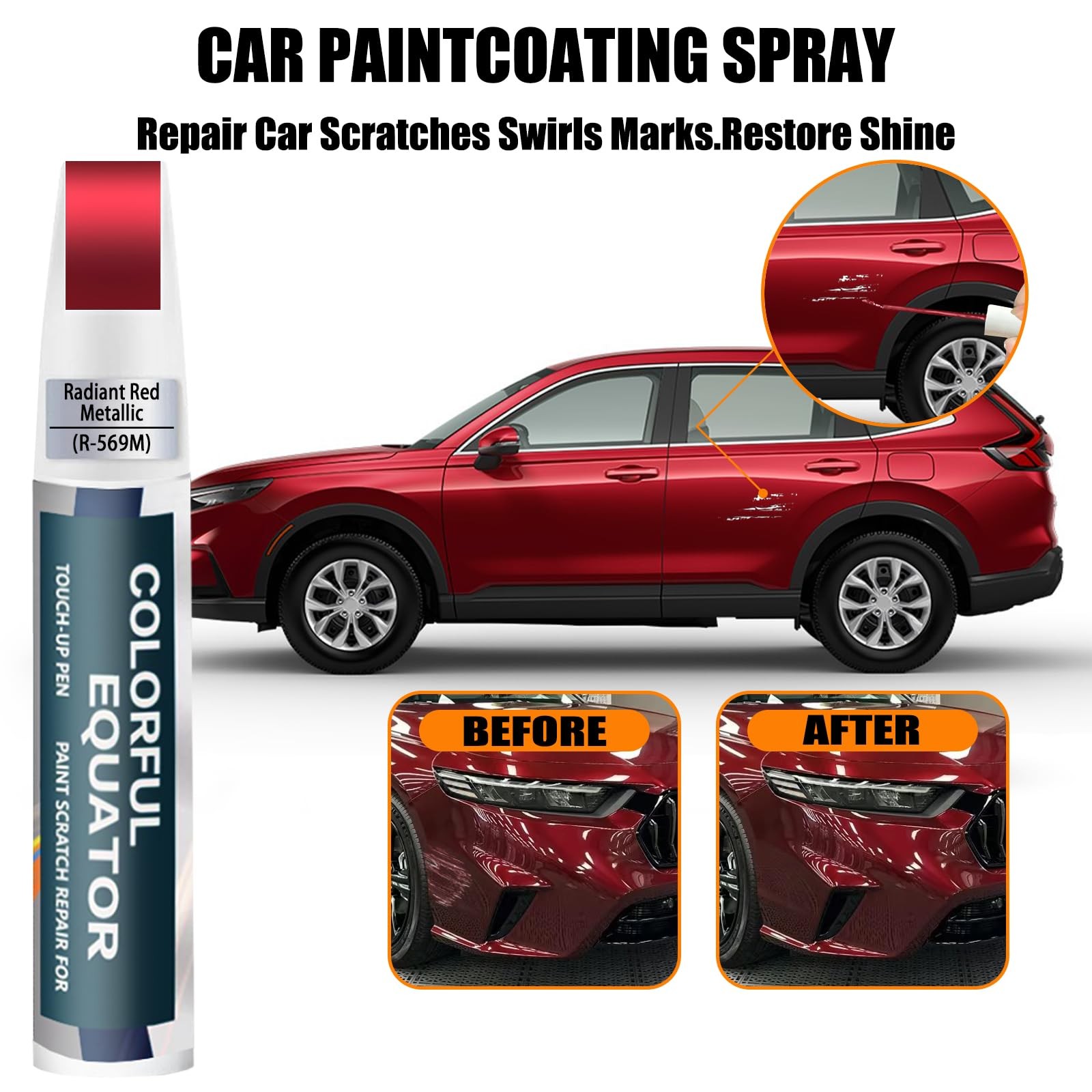 Touch Up Paint Pen for Honda Radiant Red Metallic Scratch Repair
