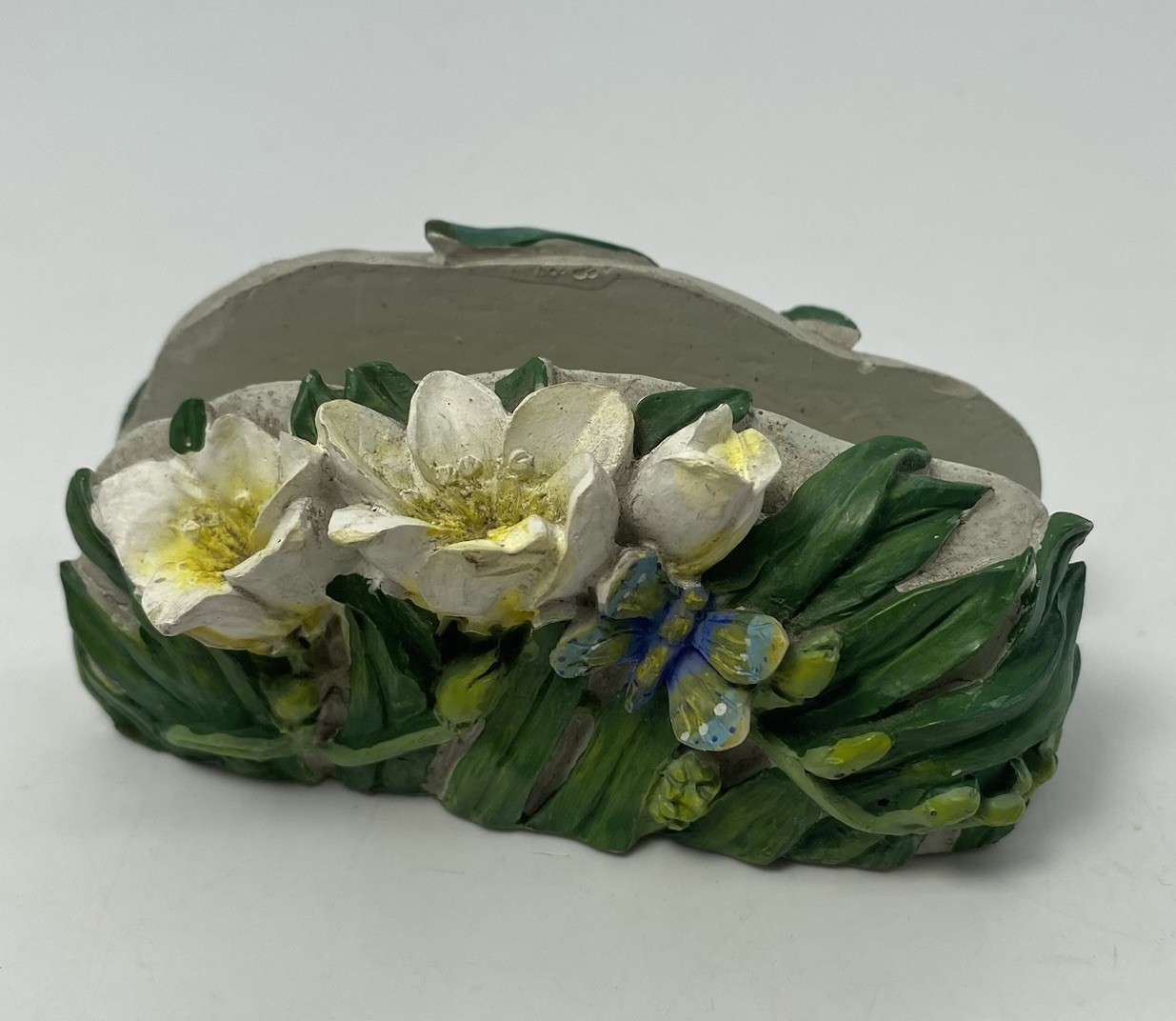 Vintage Business Card Holder Floral Resin 3.5” Recipe Card Desk Accessory