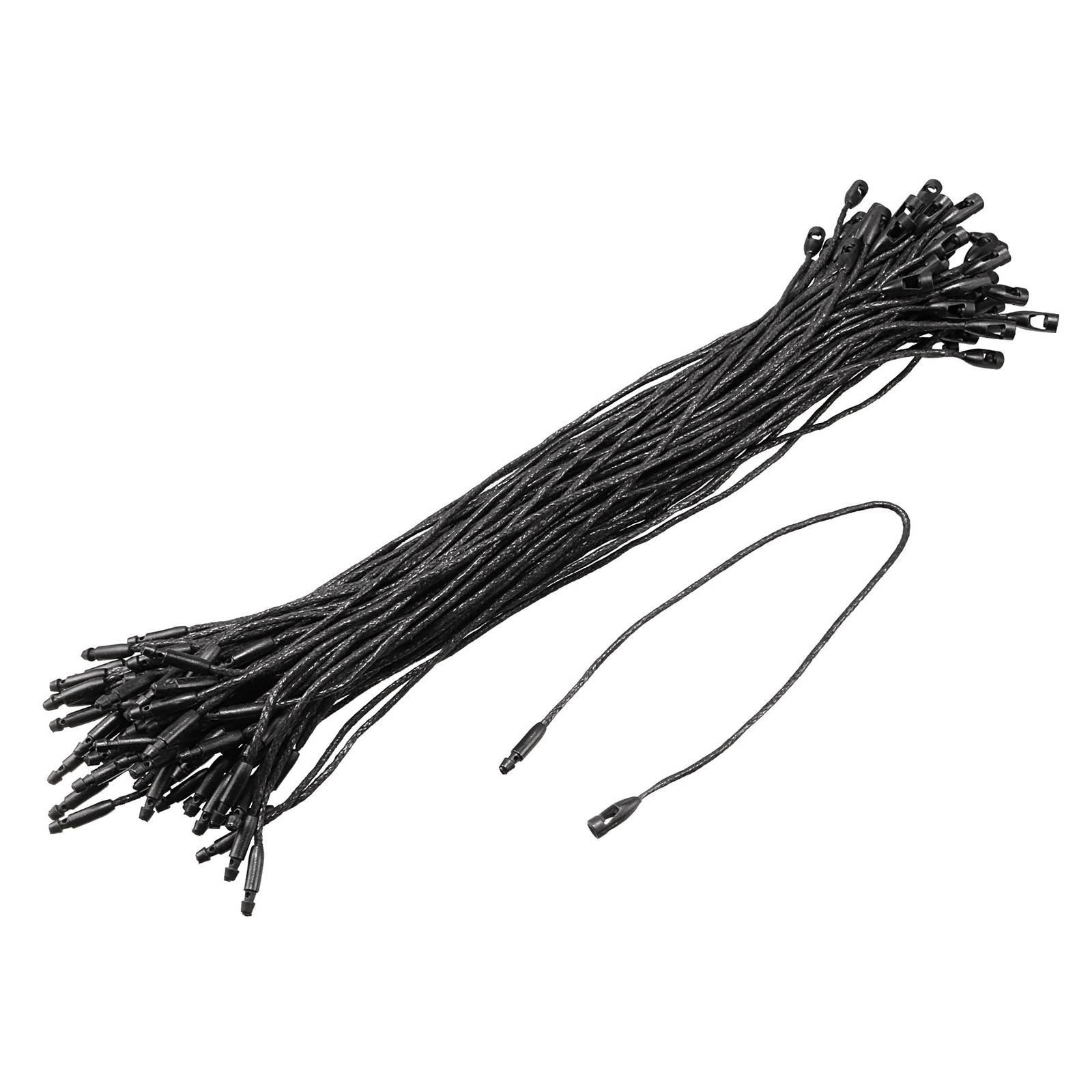 100Pack Wax Rope Hang Tag String Snap Lock Price Tag Fastener Ties Black 7.8″