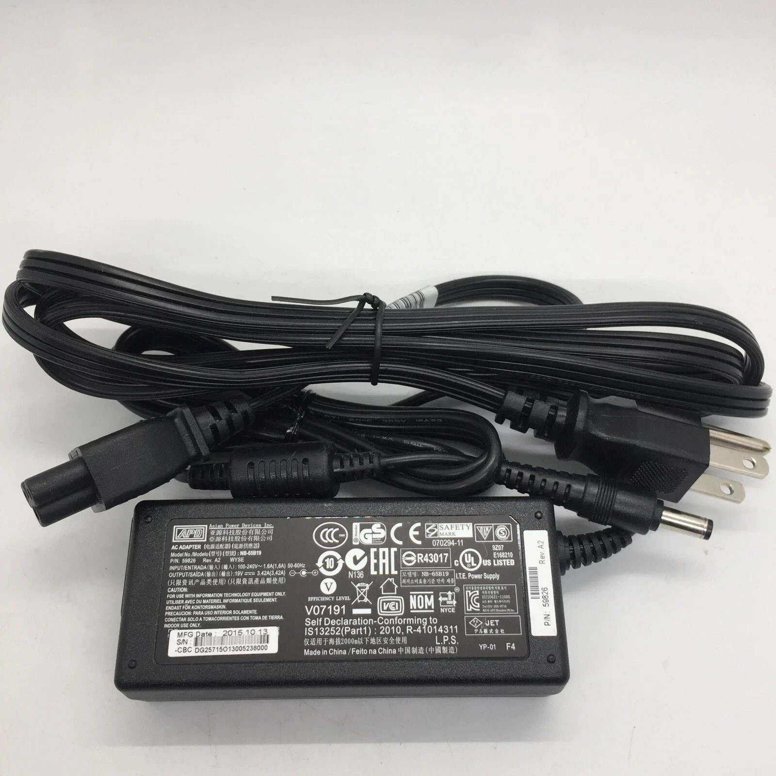 Genuine APD 65W Power Adapter for Intel NUC Kit NUC5i3RYK NUC5i3RYH NUC7CJYHN