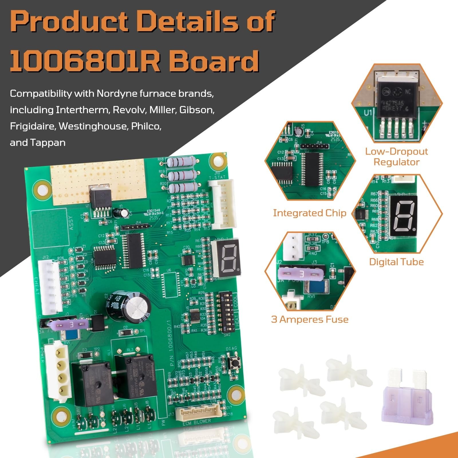Upgraded Control Board for Nordyne Intertherm Revolv Miller E7 Electric Furnace