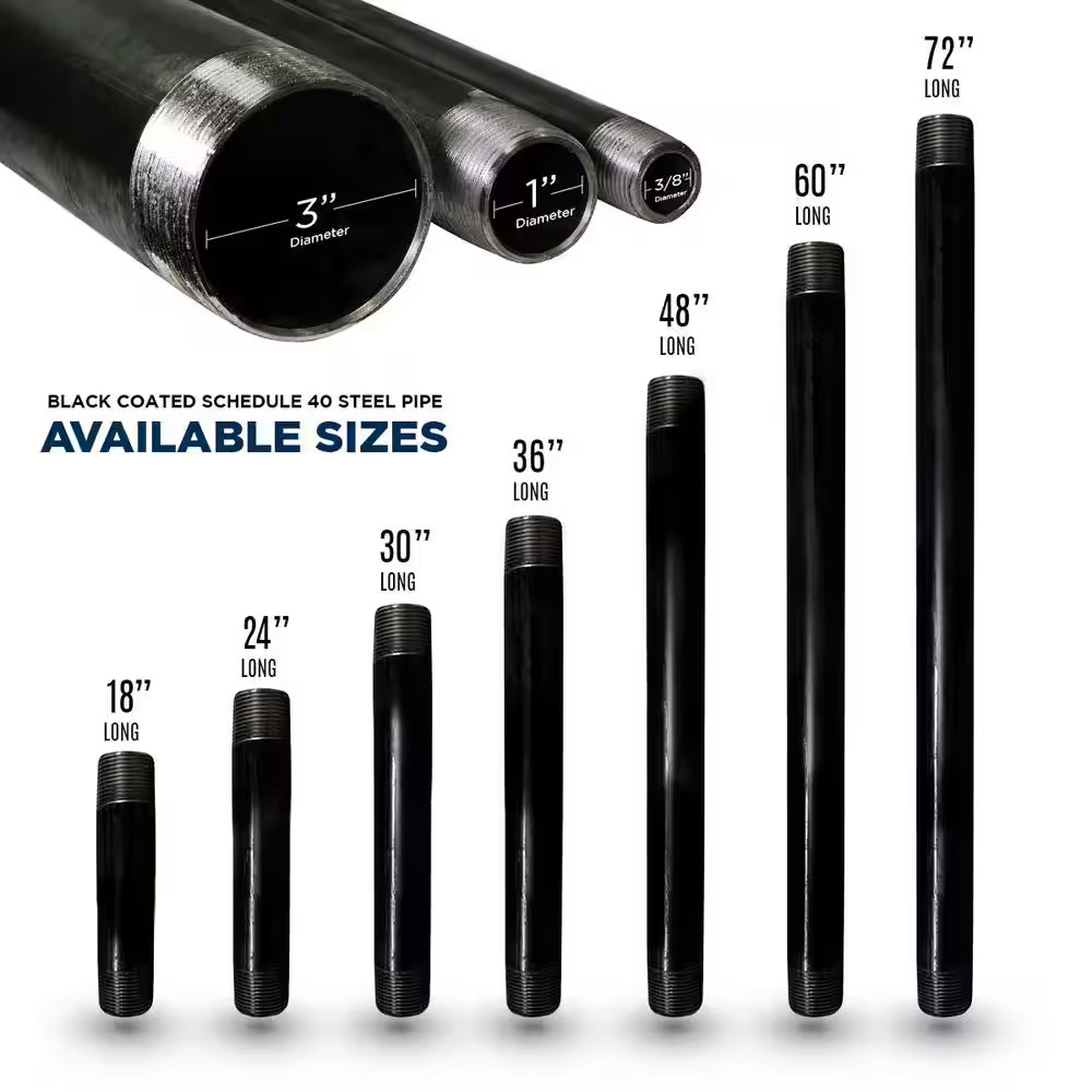 1-1/2 In. X 30 In. Black Steel Pipe