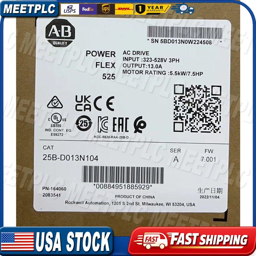 2022 Allen-Bradley PowerFlex 525 AB 25B-D013N104 AC Drive 25BD013N104 NEW USA