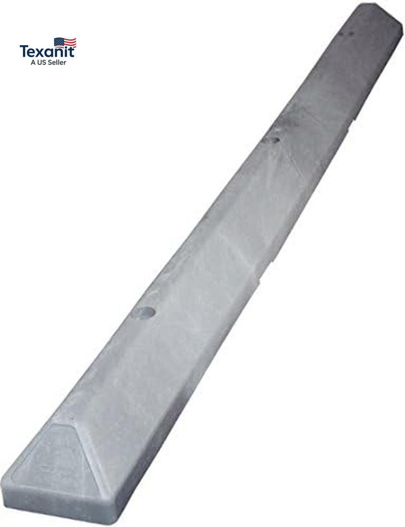 6′ Recycled Plastic Commercial Parking Blocks (Light Gray, 1-Pack)