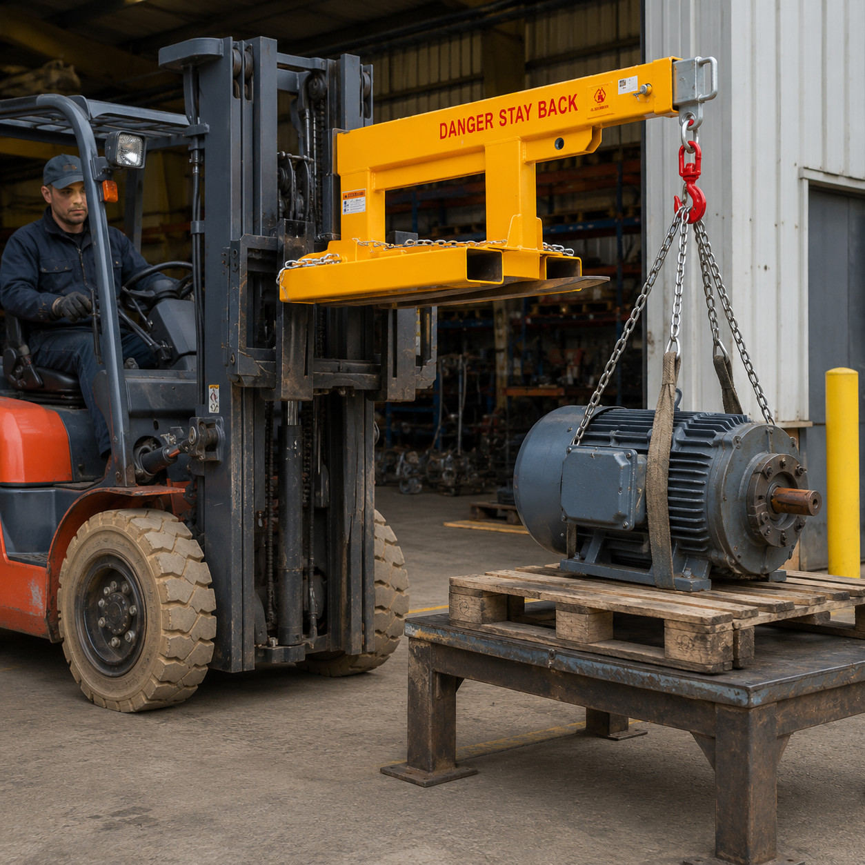 5500 lb Forklift Jib Boom Crane–78″ Extended Reach, Heavy Duty for Pallet Forks