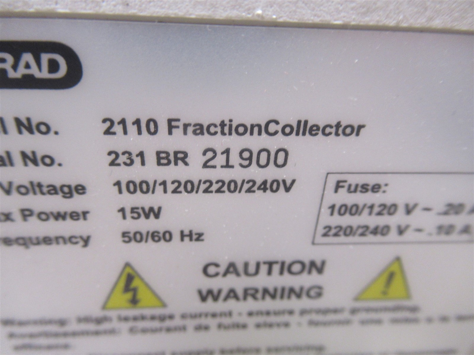 Bio-Rad 2110 Fraction Collector Chromatography System – Powers On