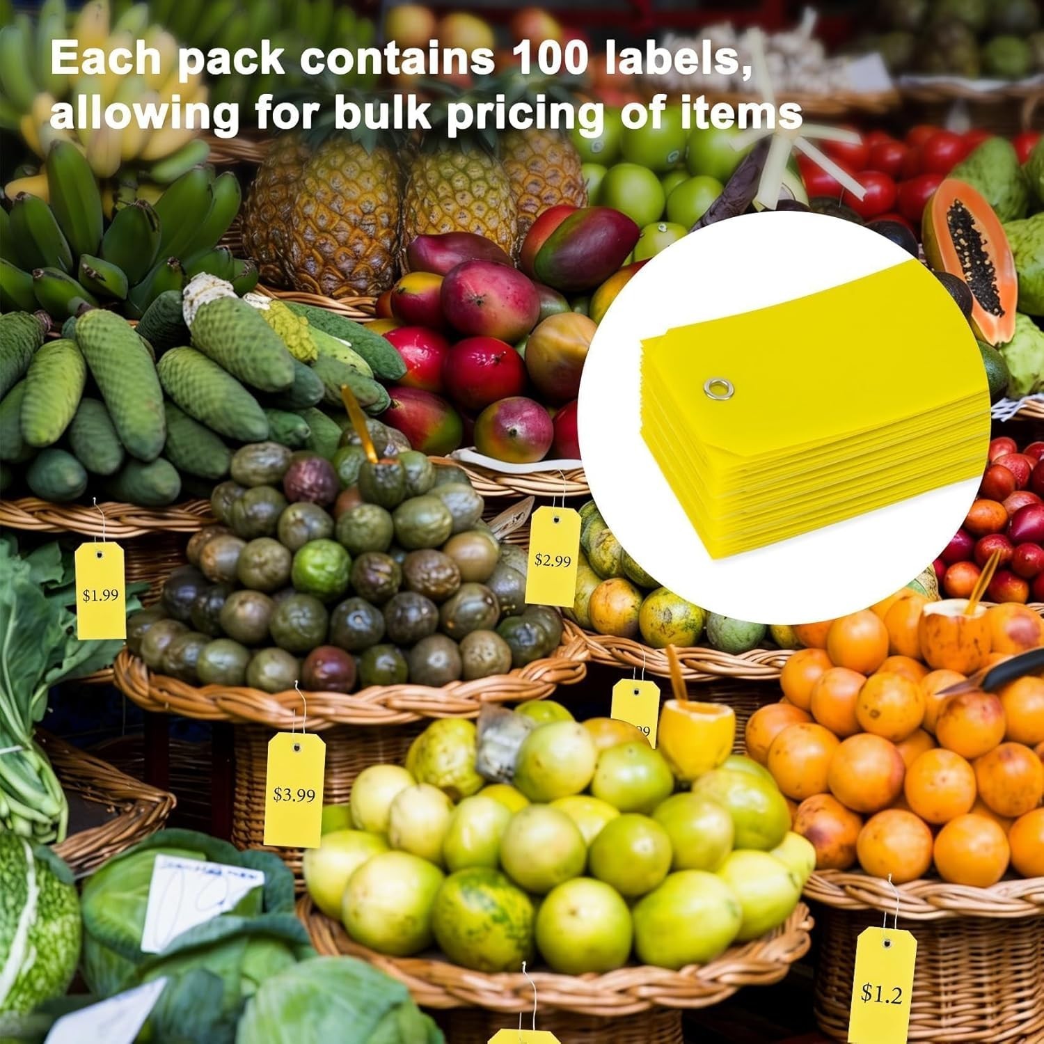 Plastic Shipping Tags With Wires Waterproof Write On Labels Yellow 4.75″ 100 PCS