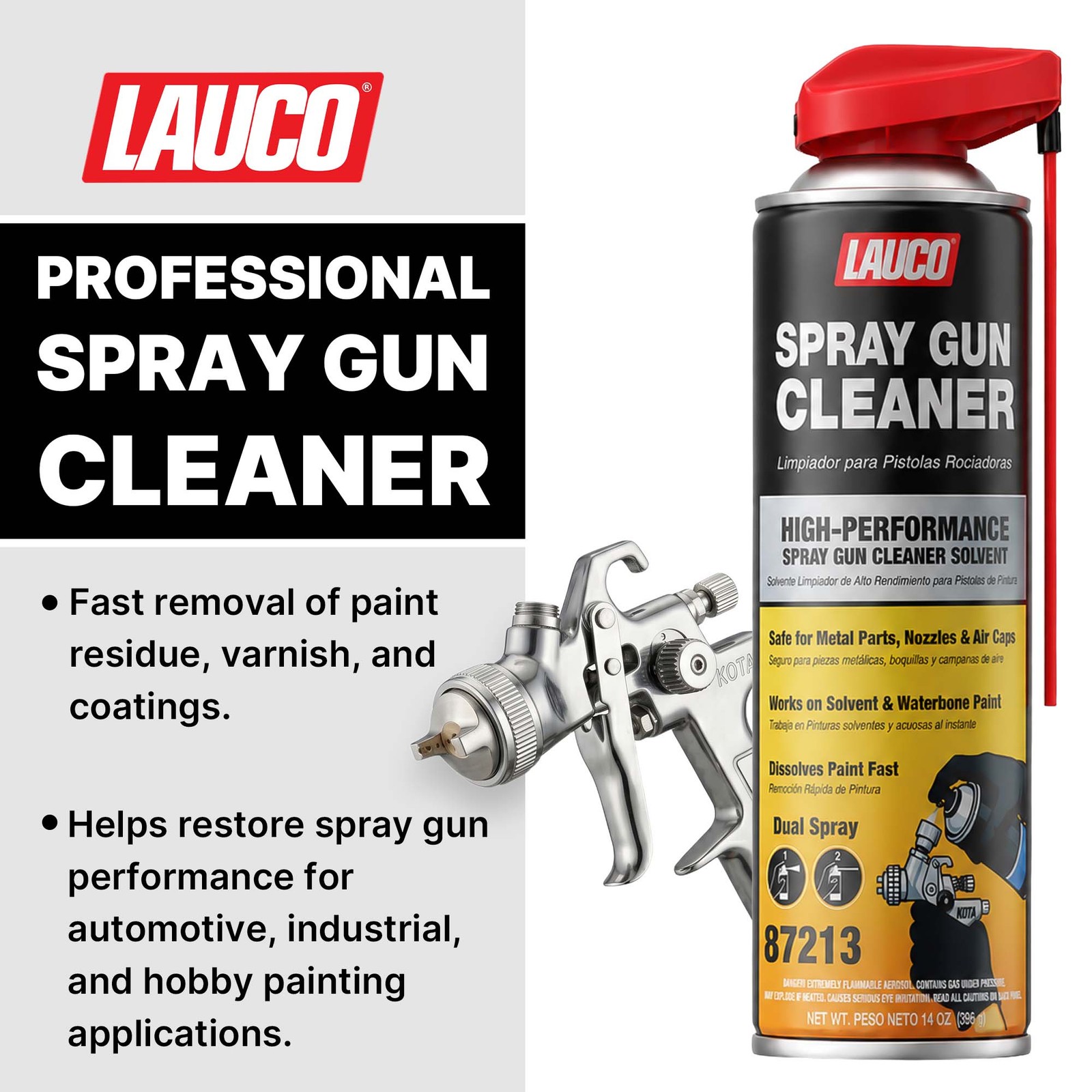 LAUCO Spray Gun Cleaner 14 oz, Pack of 6, High-Performance Paint Gun Cleaner