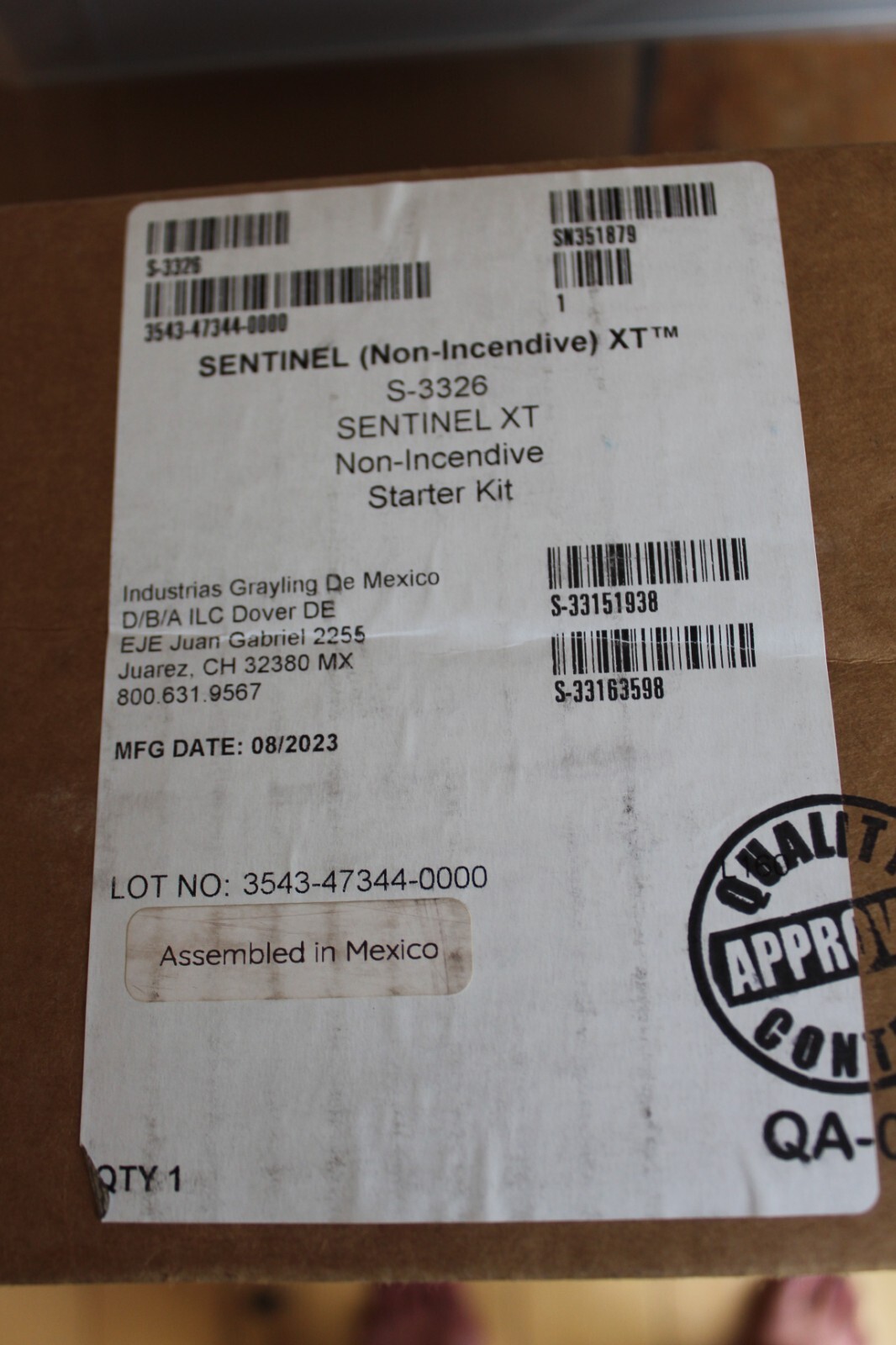 ILC DOVER S-3326 SENTINEL XT NON-INCENDIVE STARTER KIT PAPR Blower SEALED BOX