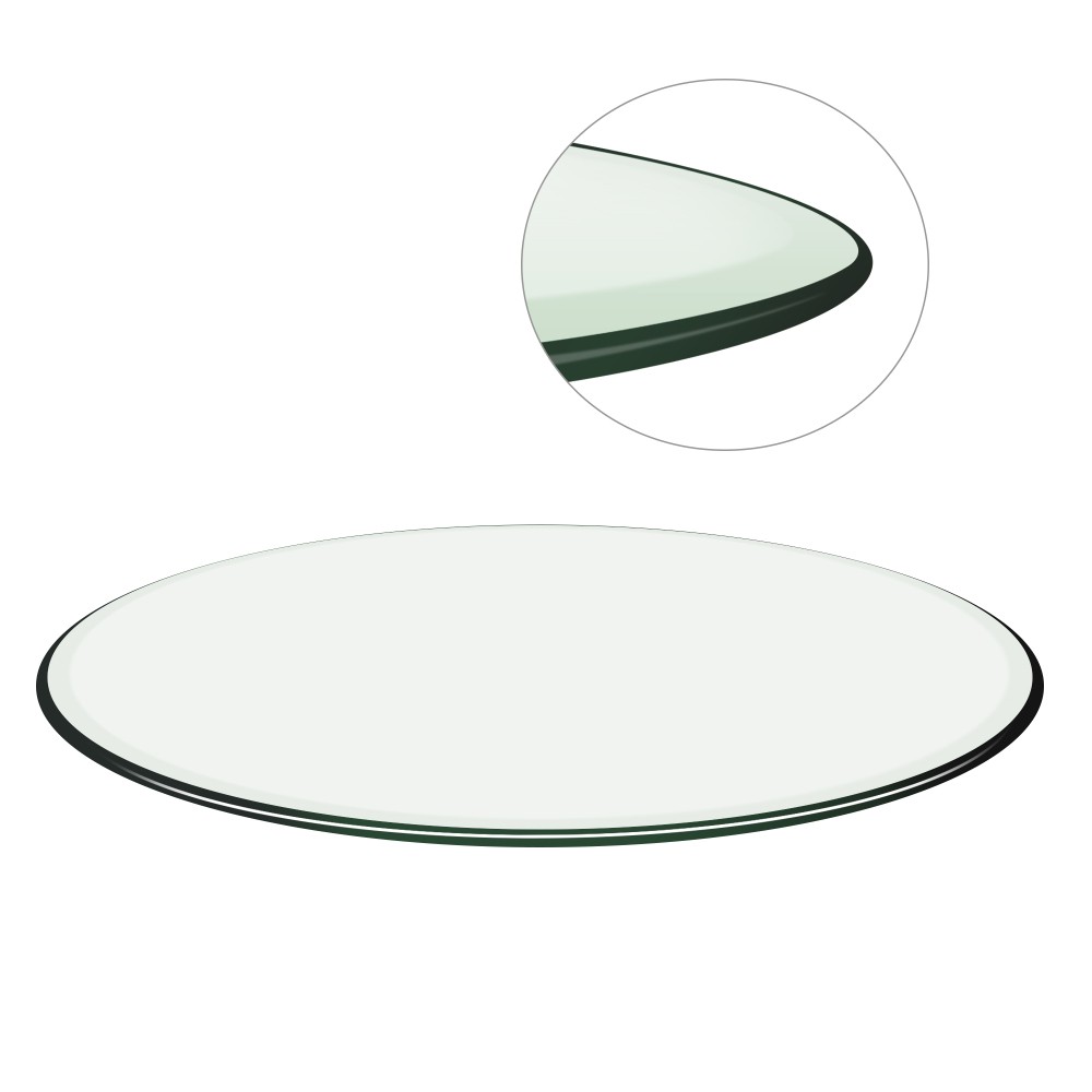 27.95 Inch Round Tempered Clear Glass Table Top Replacement Plate