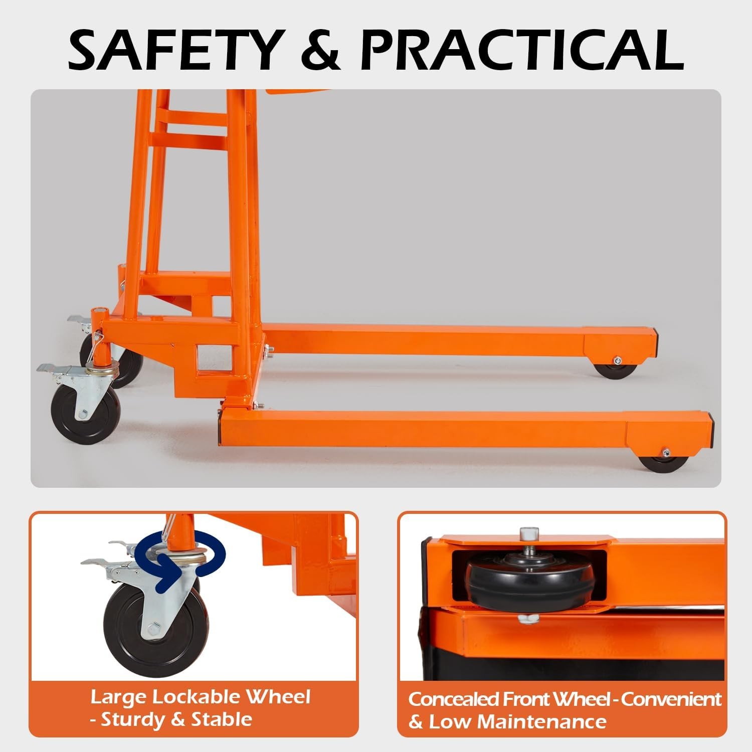 Material Lift Winch Stacker with Casters, 500 Lbs Capacity, 35″ Max Lift Height