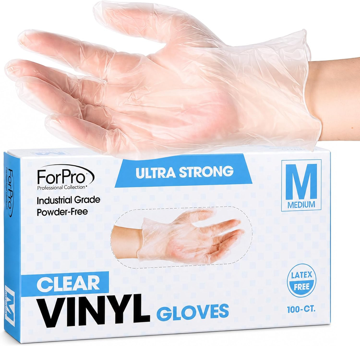 Forpro Disposable Vinyl Gloves, Industrial Grade, Powder & Latex Free, Non-Steri