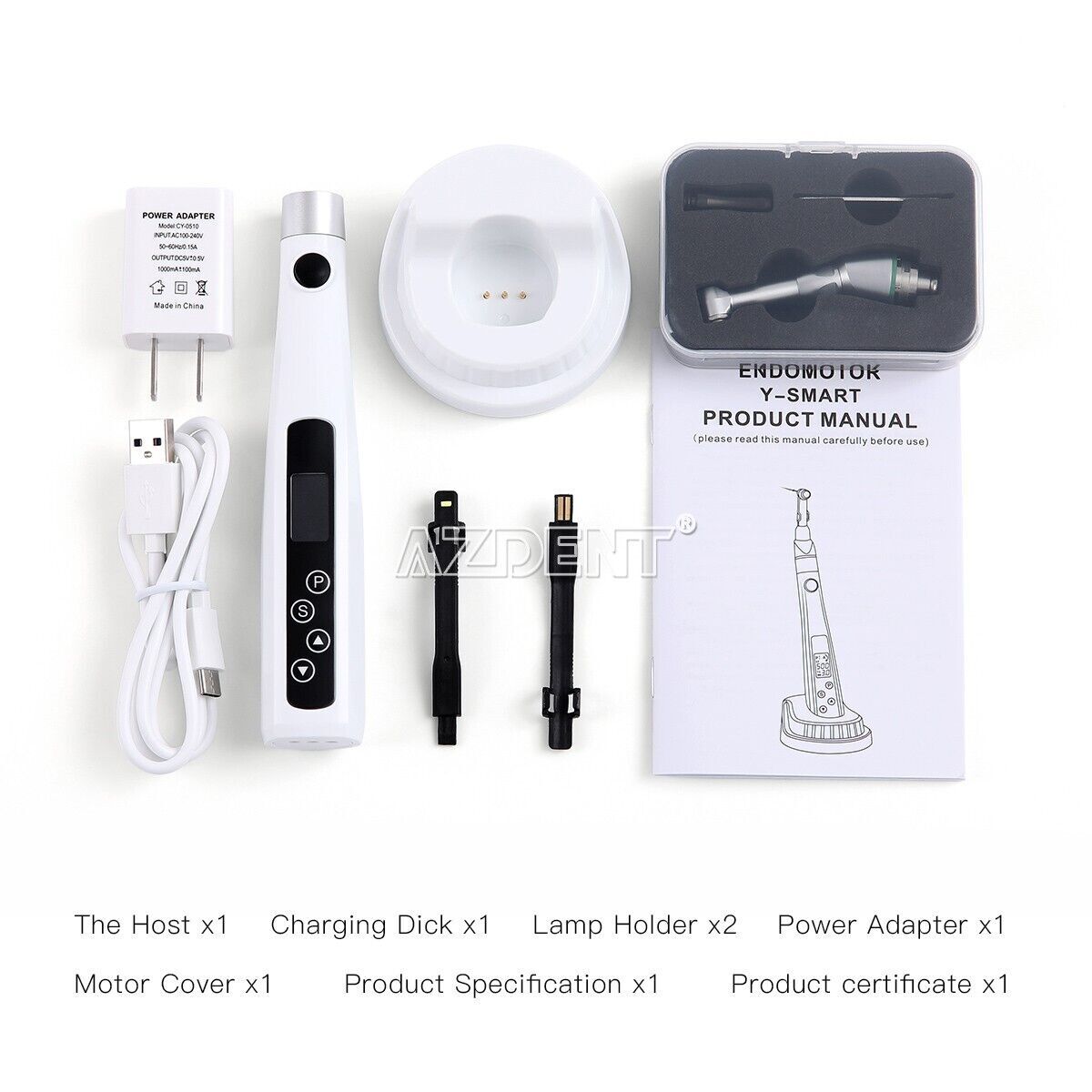 AZDENT Dental Cordless LED Endo Motor 16:1 Reduction Contra Angle Treatment