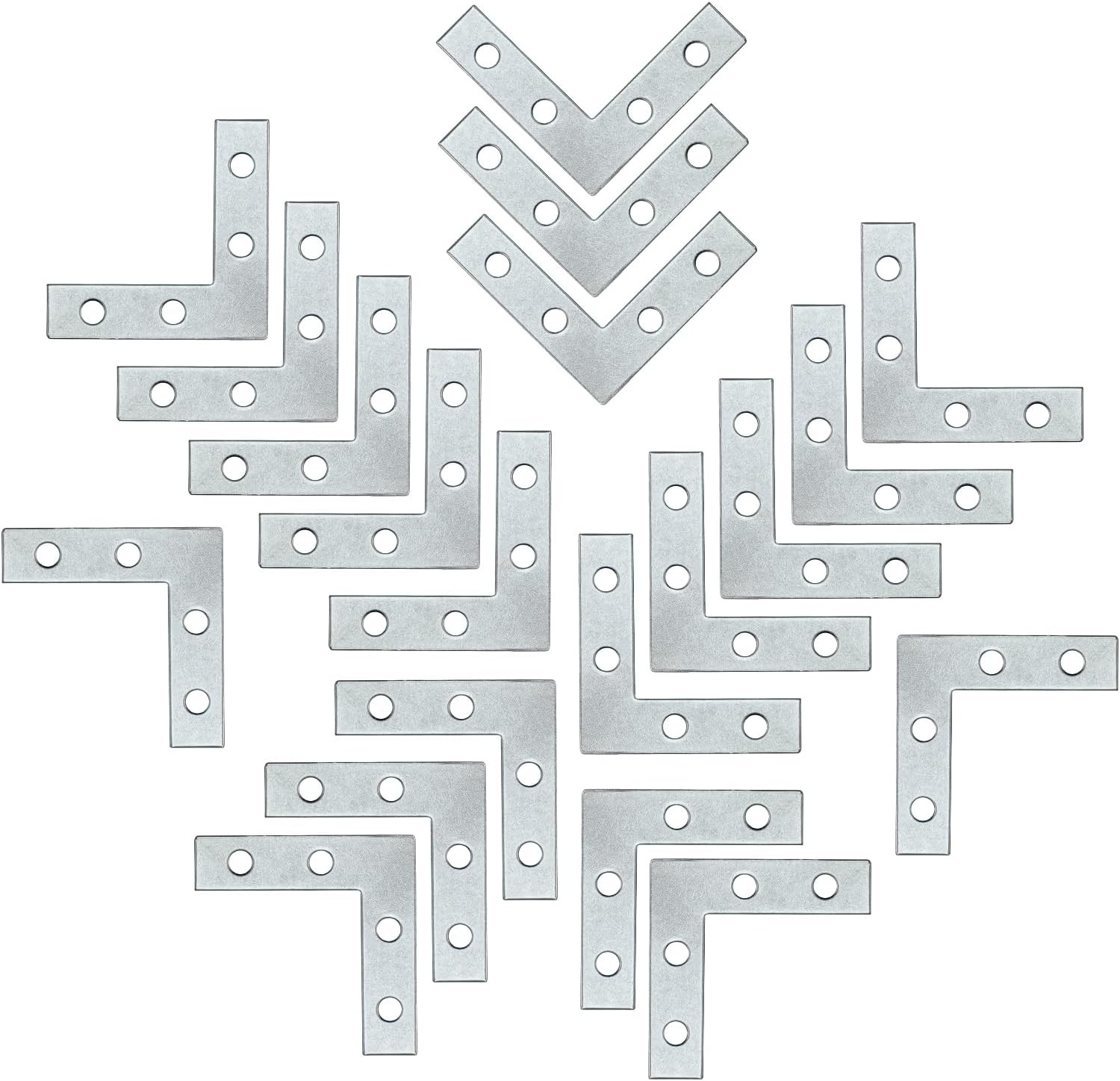 Pack of 40 Silver L Shape Bracket Joint Support Flat Plate Bracket Right Angle C