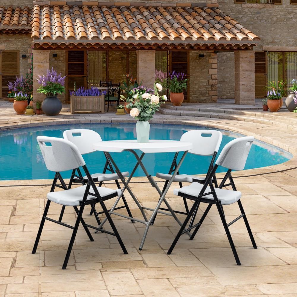 4Pack Folding Plastic Chair for Home Garden Wedding Party 330 LBS Capacity White