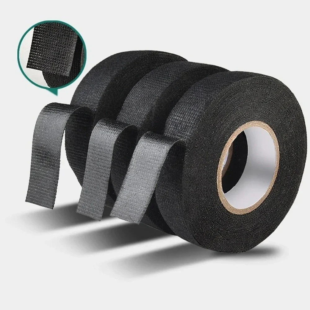 15M Heat-Resistant Flame Retardant Cloth Electrical Tape Car Wiring Loom 3-Pcs