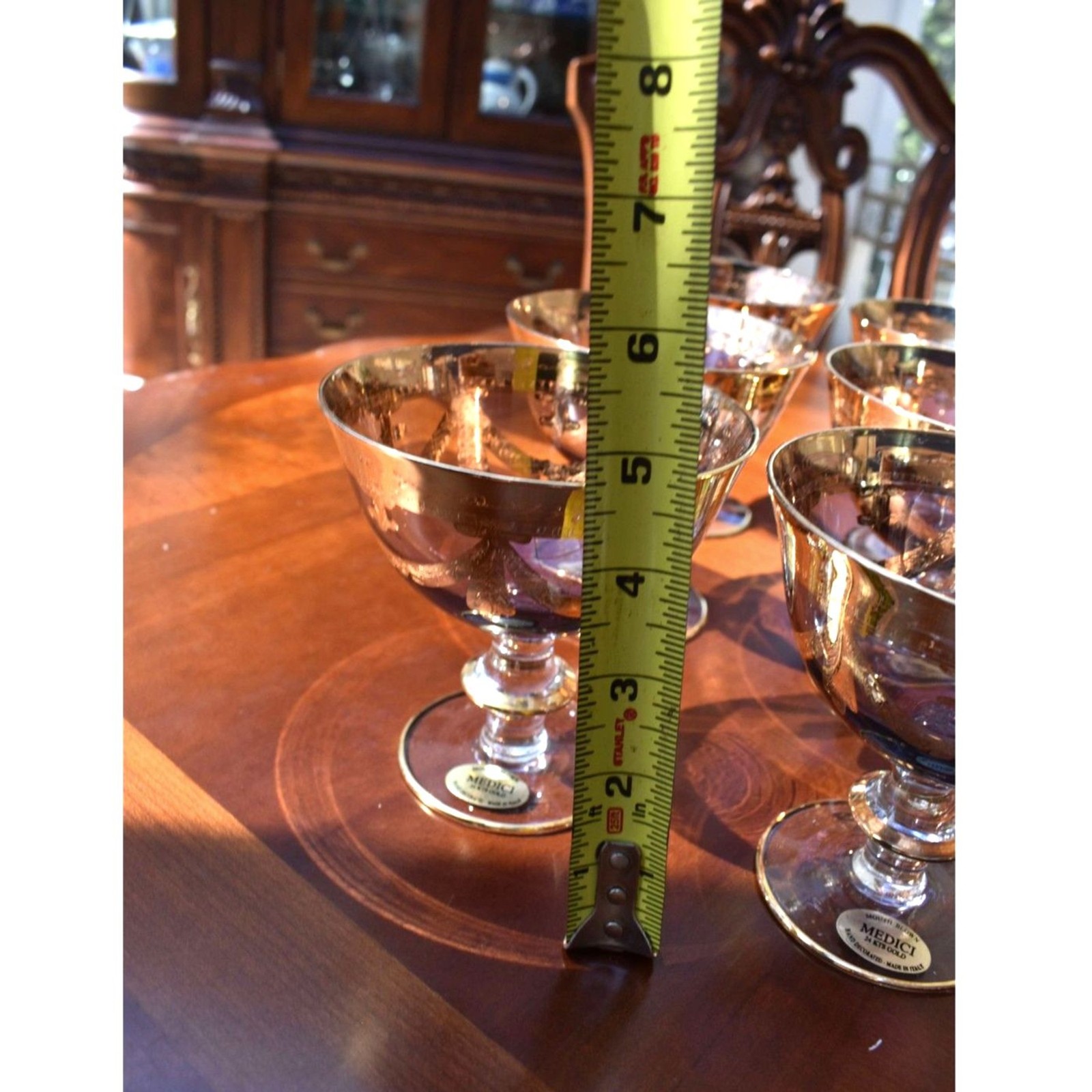 Set of 6 Arte Italica Medici Gold Footed Dessert Glasses Original Labels