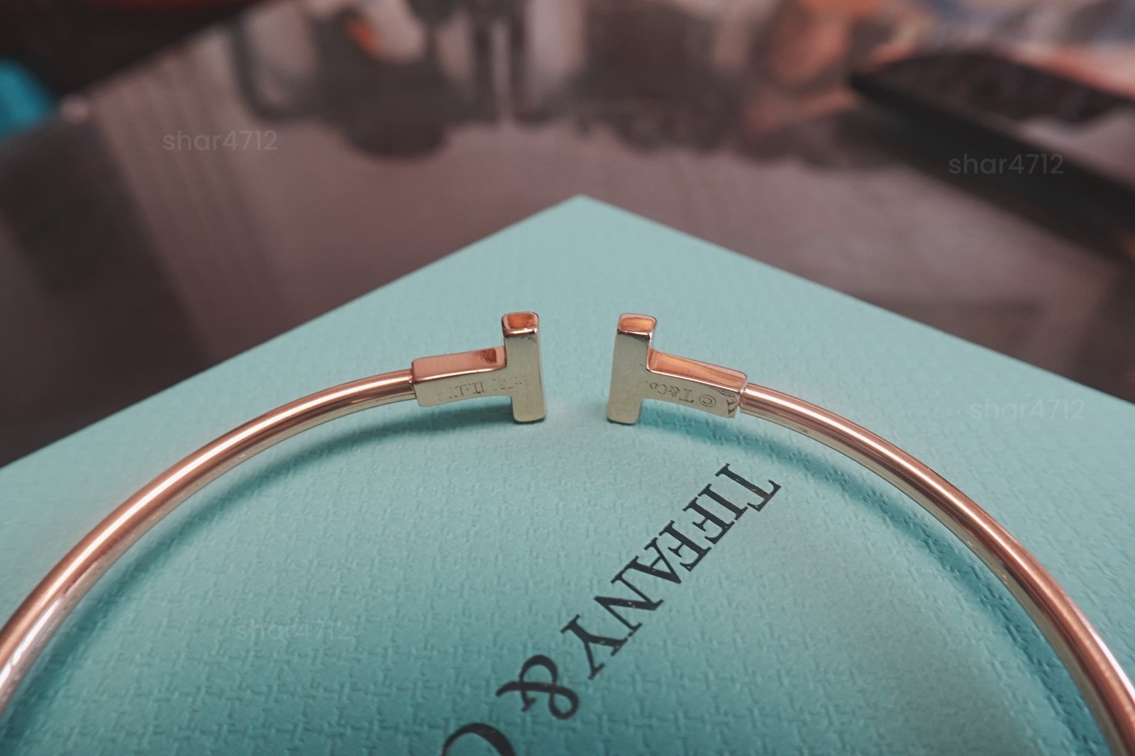 NewTlffany Co.18K rose Gold Diamond Turquoise Enamel Bracelet 7” W/ Box