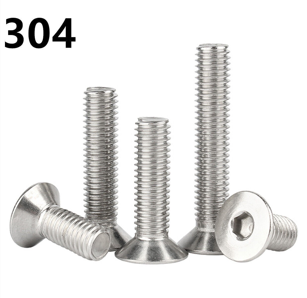 304 Stainless Steel Hex Socket Bolts Countersunk Head Screws M2 M2.5 M3 M4 M5