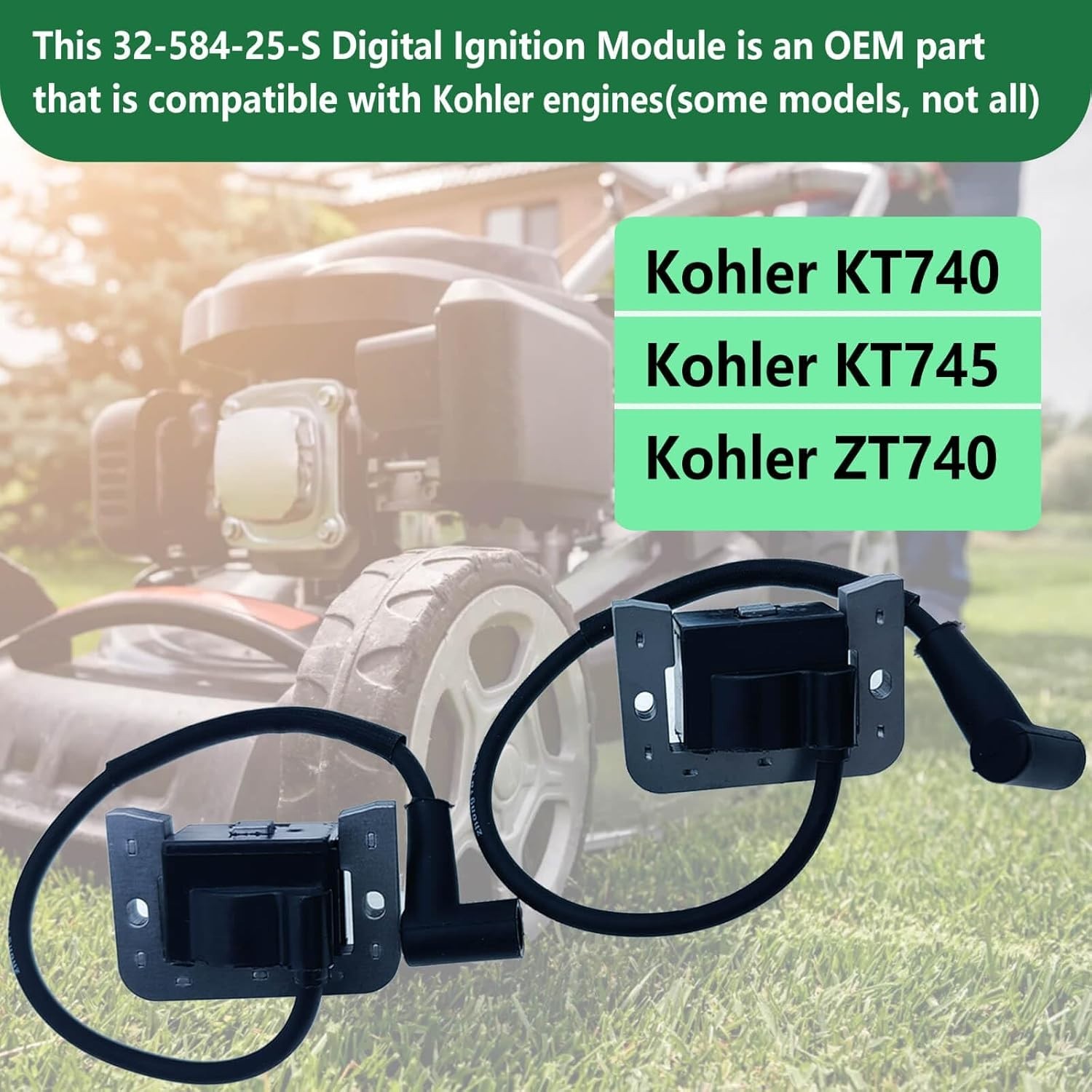 32-584-25-S Ignition Coil for Kohler KT740 KT745 ZT740 V-Twin Mower 2-Pack