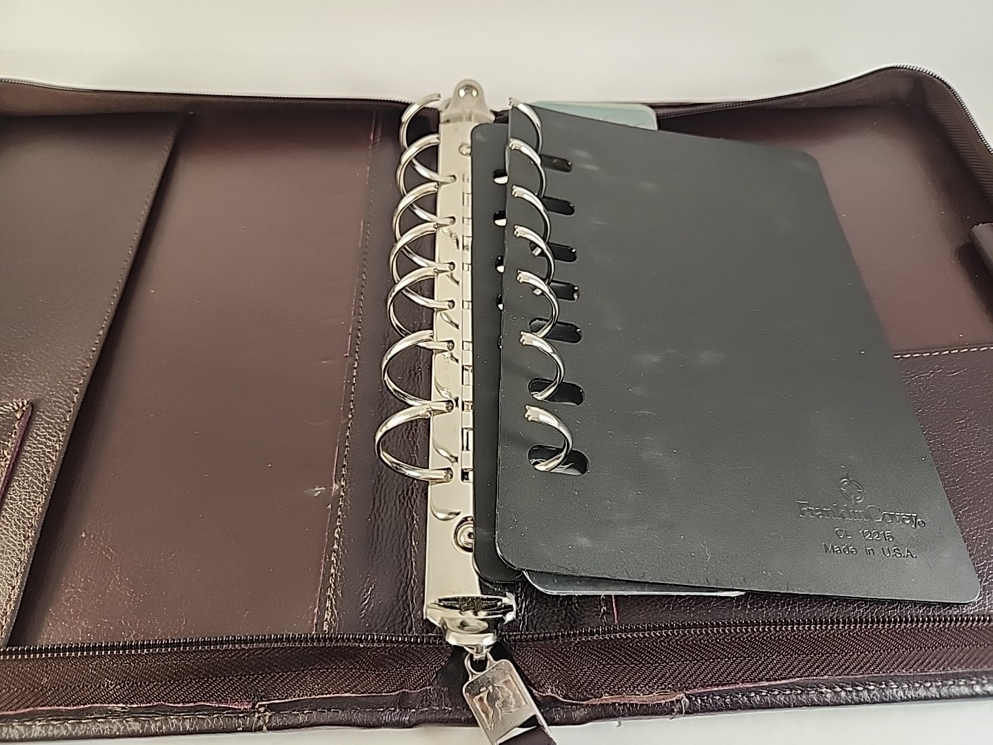 VTG Franklin Covey Genuine Cowhide Leather 7-Ring Planner Made In USA 9×11 Brown