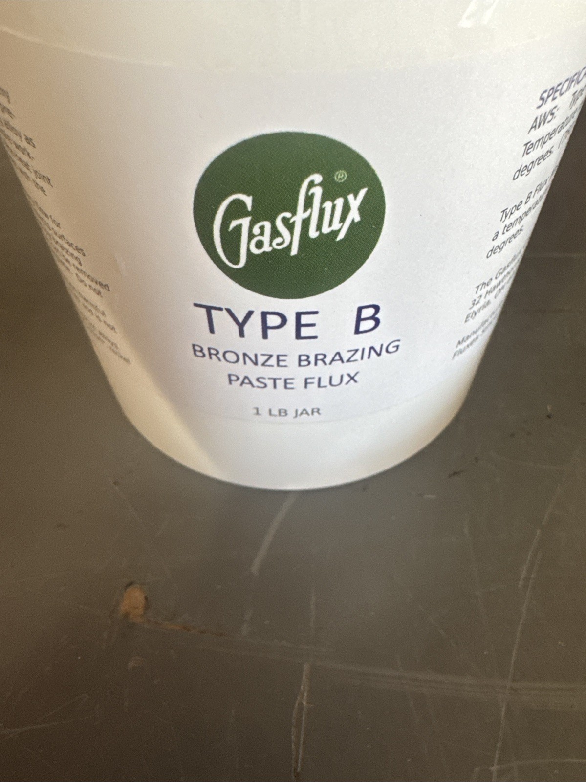 Gas Flux Type B Bronze Brazing Paste Flux 1 LB Jar