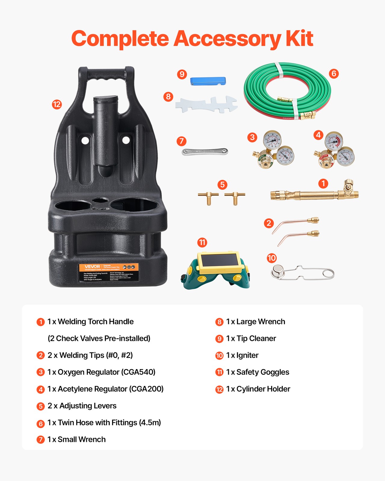 VEVOR Oxygen Acetylene Torch Kit with Check Valves Gas Welding Brazing Torch Kit