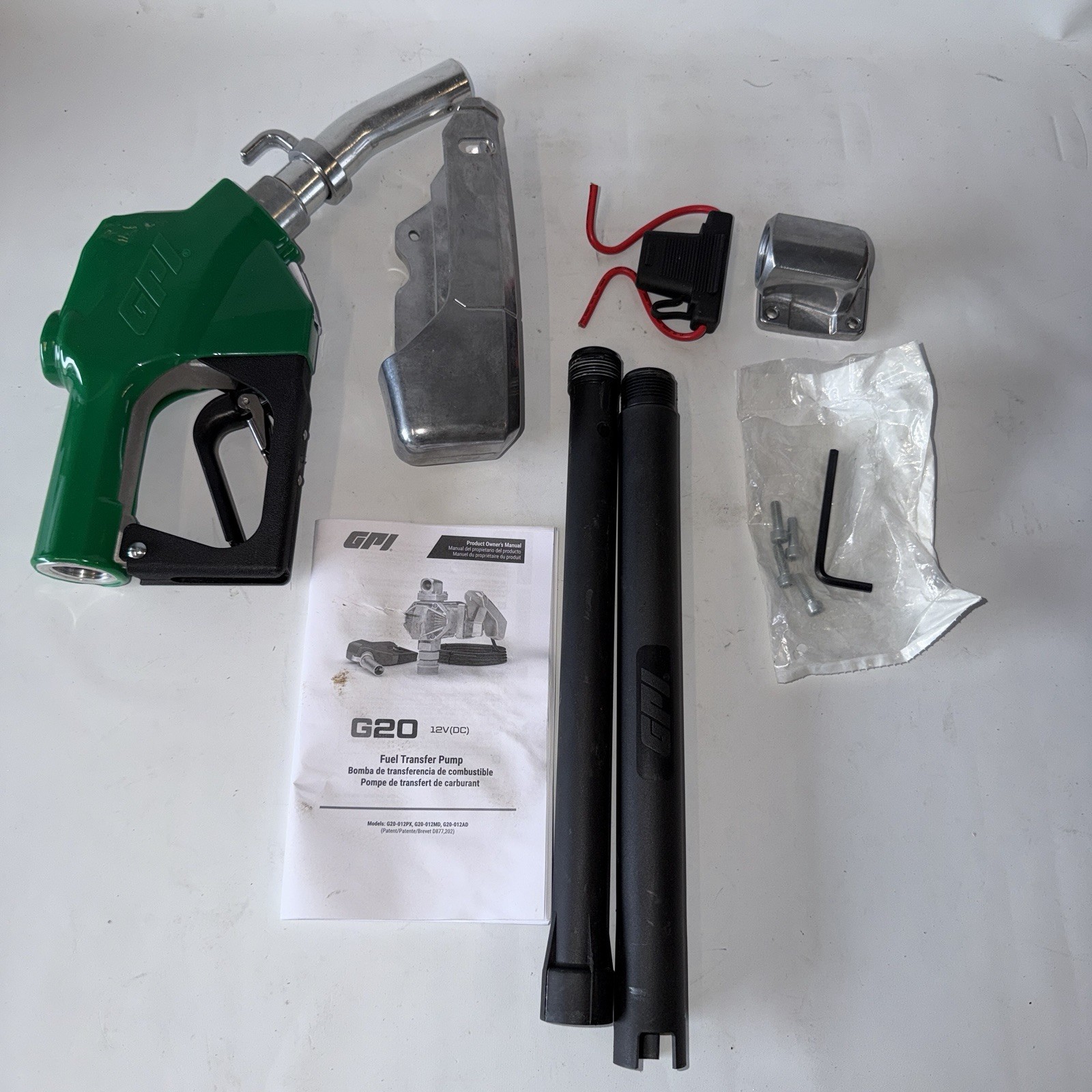 GPI G20-012AD 12V Fuel Transfer Pump 20 GPM w/ Auto Nozzle (New incomplete kit)